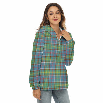Tartan Vibes Clothing Colville Tartan Women's Borg  Half Zip Fleece Hoodie