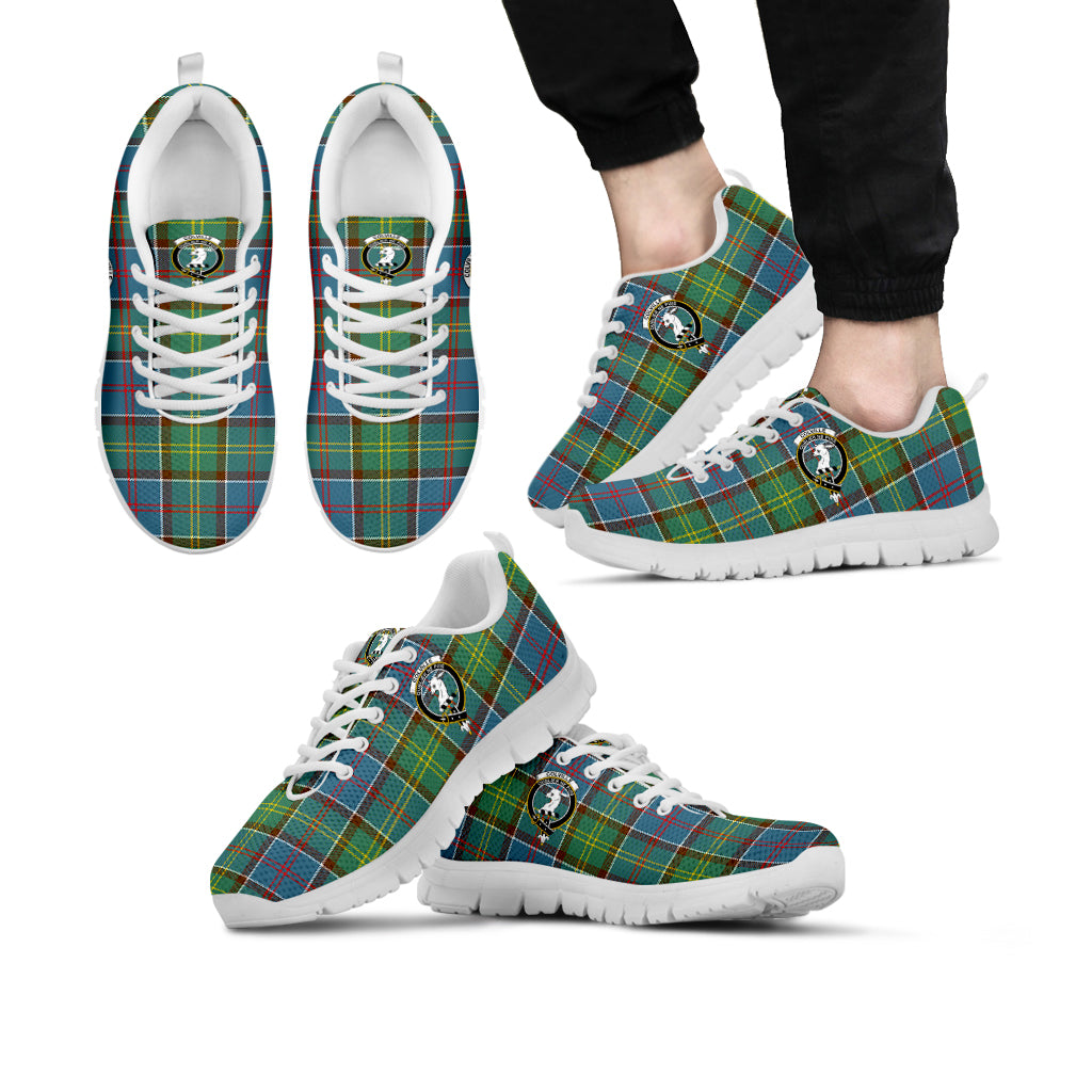 Colville Tartan Sneakers with Family Crest Kid's Sneakers - Tartan Vibes Clothing