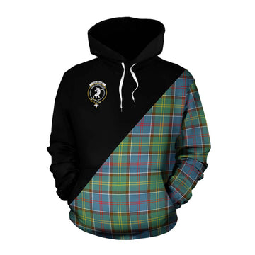 Tartan Vibes Clothing Colville Tartan Cotton Hoodie with Family Crest and Military Logo Style
