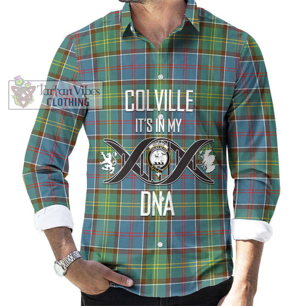 Colville Tartan Long Sleeve Button Shirt with Family Crest DNA In Me Style Men's Shirt S - Tartanvibesclothing Shop