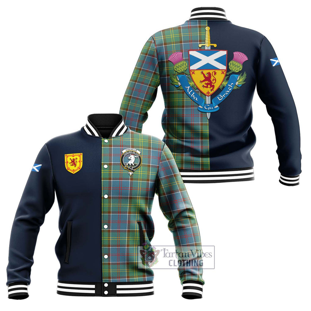 Tartan Vibes Clothing Colville Tartan Baseball Jacket with Scottish Lion Royal Arm Half Style
