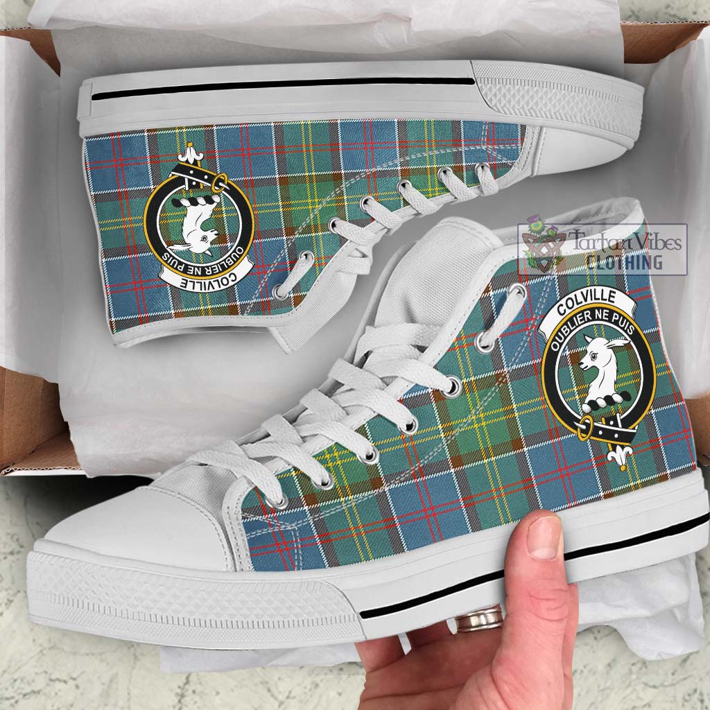 Tartan Vibes Clothing Colville Tartan High Top Shoes with Family Crest