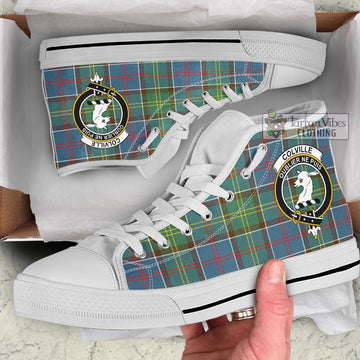 Tartan Vibes Clothing Colville Tartan High Top Shoes with Family Crest