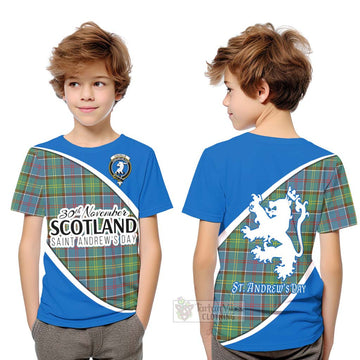Tartan Vibes Clothing Colville Family Crest Tartan Kid T-Shirt Celebrate Saint Andrew's Day in Style