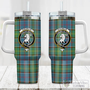 Colville Tartan and Family Crest Tumbler with Handle