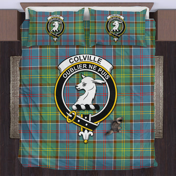 Colville Tartan Bedding Set with Family Crest