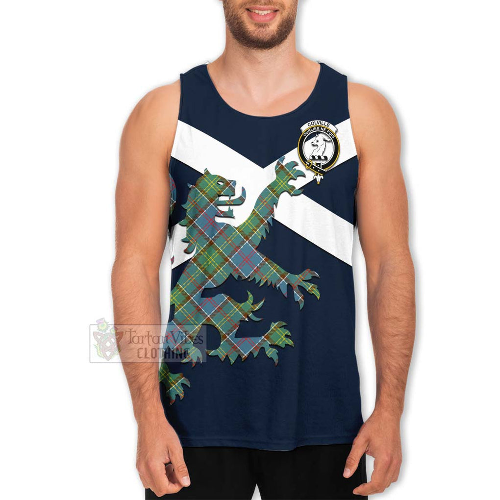 Tartan Vibes Clothing Colville Tartan Lion Rampant Men's Tank Top – Proudly Display Your Heritage with Alba Gu Brath and Clan Name