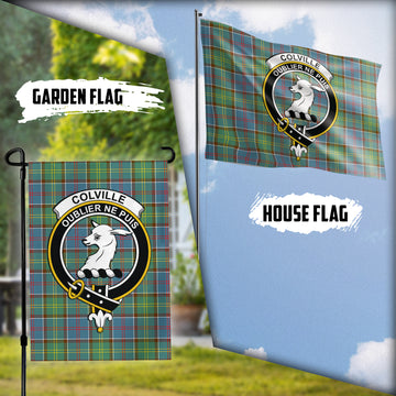 Colville Tartan Flag with Family Crest