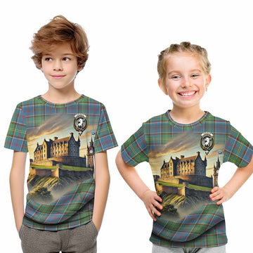 Colville Tartan Family Crest Kid T-Shirt with Scottish Ancient Castle Style