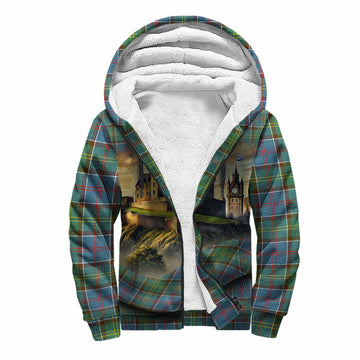 Colville Tartan Family Crest Sherpa Hoodie with Scottish Ancient Castle Style