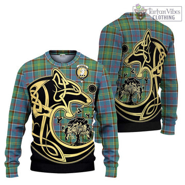 Colville Tartan Knitted Sweater with Family Crest Celtic Wolf Style Unisex - Tartan Vibes Clothing