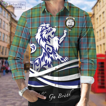 Colville Tartan Long Sleeve Button Up Shirt with Alba Gu Brath Regal Lion Emblem
