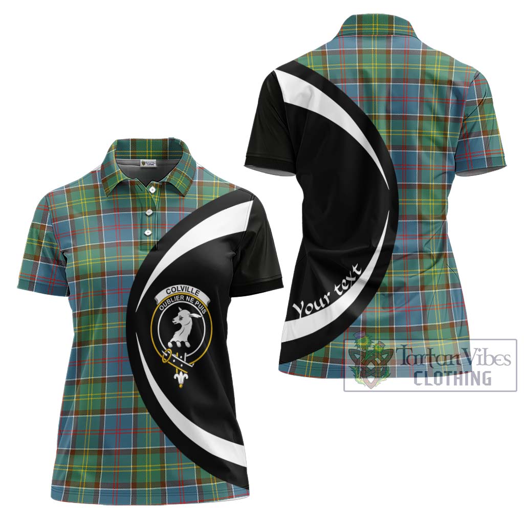 Colville Tartan Women's Polo Shirt with Family Crest Circle Style Women - Tartan Vibes Clothing