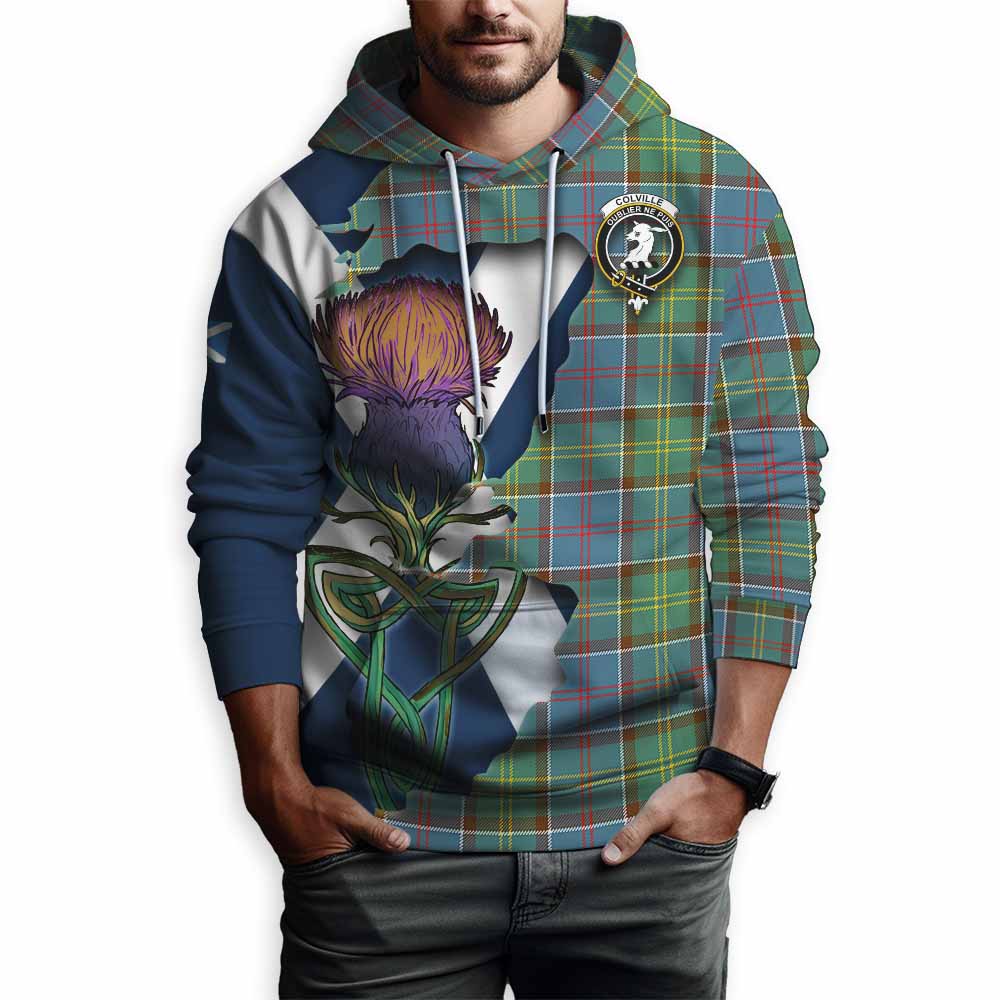 Tartan Vibes Clothing Colville Tartan Family Crest Hoodie Scottish Thistle Celtic Inspired