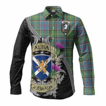 Colville Tartan Family Crest Long Sleeve Button Shirt Lion Rampant Royal Thistle Shield Celtic Inspired