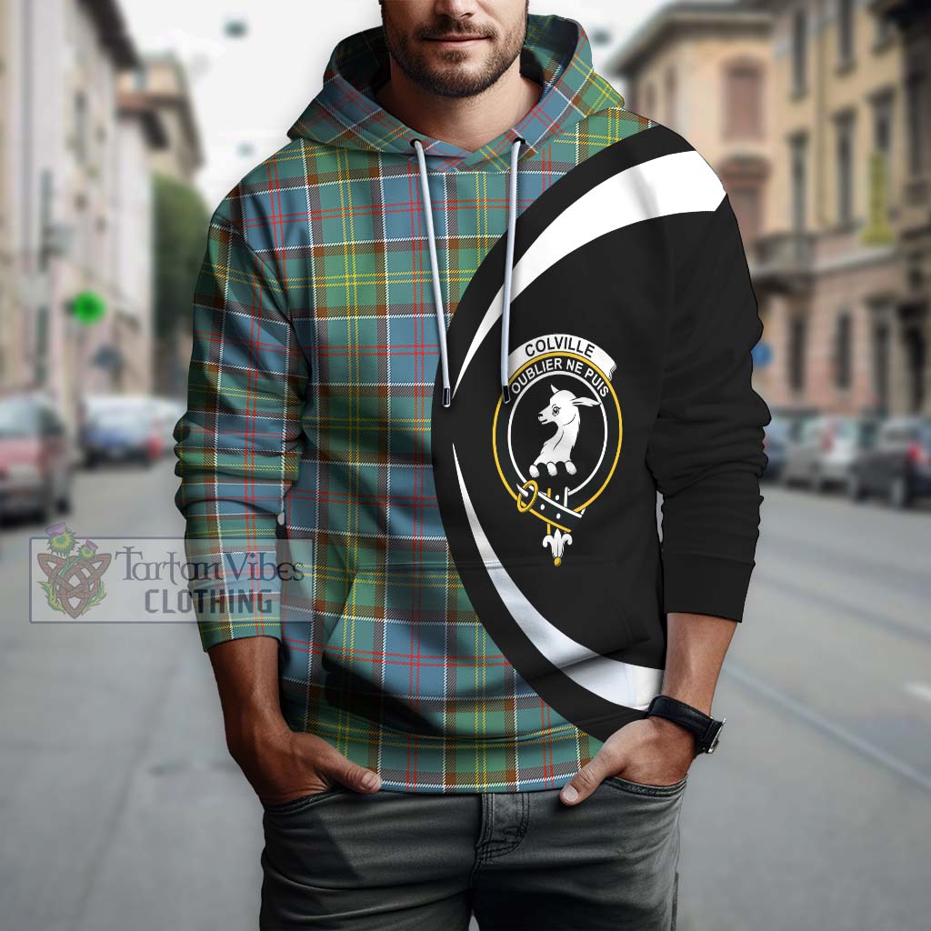 Tartan Vibes Clothing Colville Tartan Hoodie with Family Crest Circle Style