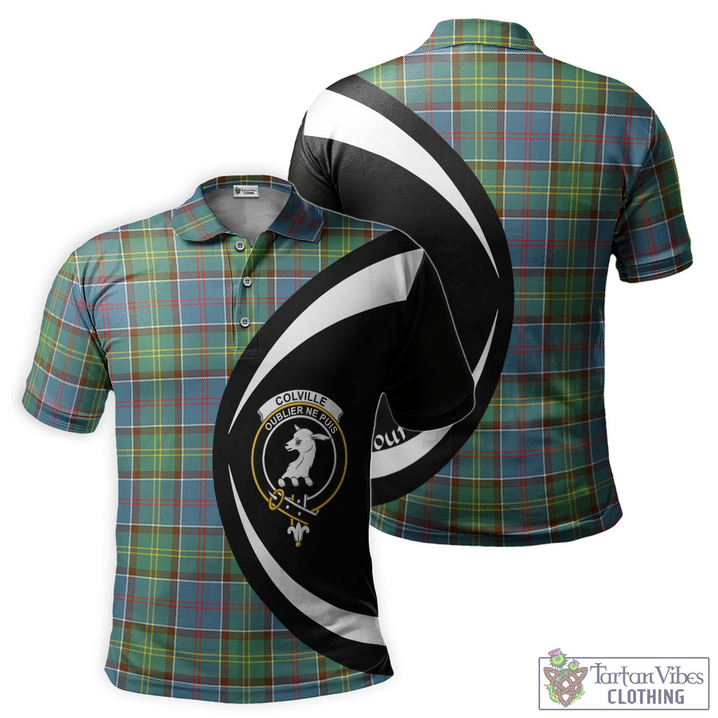Colville Tartan Men's Polo Shirt with Family Crest Circle Style Kid - Tartan Vibes Clothing