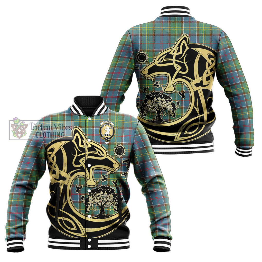 Colville Tartan Baseball Jacket with Family Crest Celtic Wolf Style Unisex - Tartan Vibes Clothing