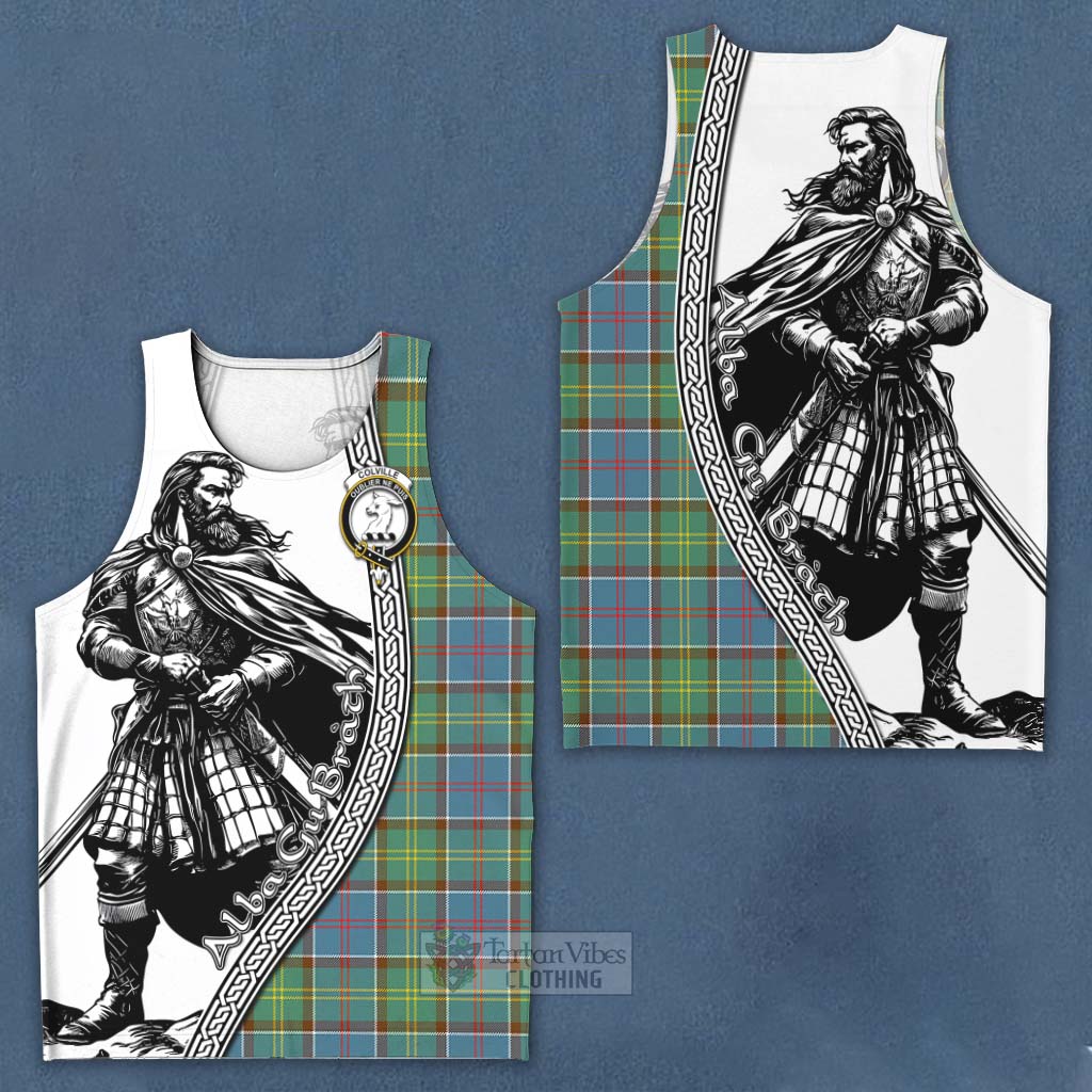 Tartan Vibes Clothing Colville Tartan Clan Crest Men's Tank Top with Highlander Warrior Celtic Style
