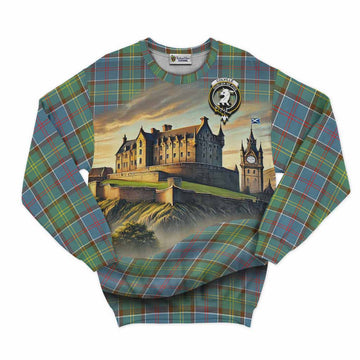 Colville Tartan Family Crest Sweatshirt with Scottish Ancient Castle Style