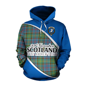 Tartan Vibes Clothing Colville Family Crest Tartan Cotton Hoodie Celebrate Saint Andrew's Day in Style