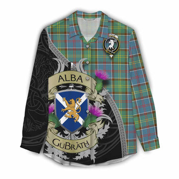Colville Tartan Family Crest Women's Casual Shirt Lion Rampant Royal Thistle Shield Celtic Inspired