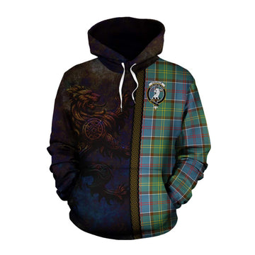 Colville Tartan Family Crest Cotton Hoodie Alba Gu Brath Be Brave Lion Ancient Style