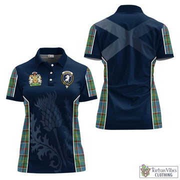 Colville Tartan Women's Polo Shirt with Family Crest and Scottish Thistle Vibes Sport Style