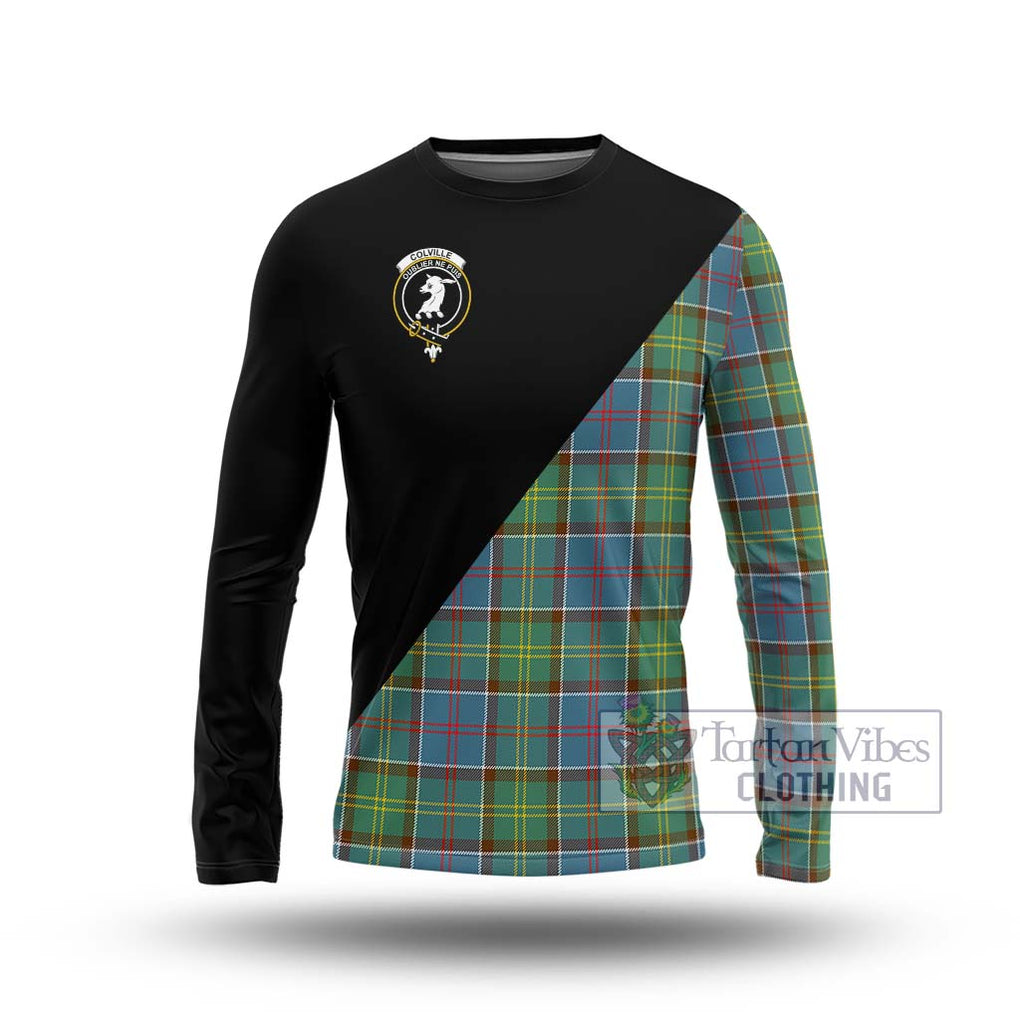 Colville Tartan Long Sleeve T-Shirt with Family Crest and Military Logo Style Unisex - Tartanvibesclothing Shop