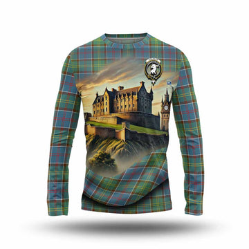 Tartan Vibes Clothing Colville Tartan Family Crest Long Sleeve T-Shirt with Scottish Ancient Castle Style
