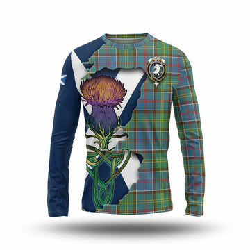 Tartan Vibes Clothing Colville Tartan Family Crest Long Sleeve T-Shirt Scottish Thistle Celtic Inspired