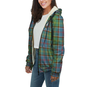 Colville Tartan Sherpa Hoodie with Family Crest