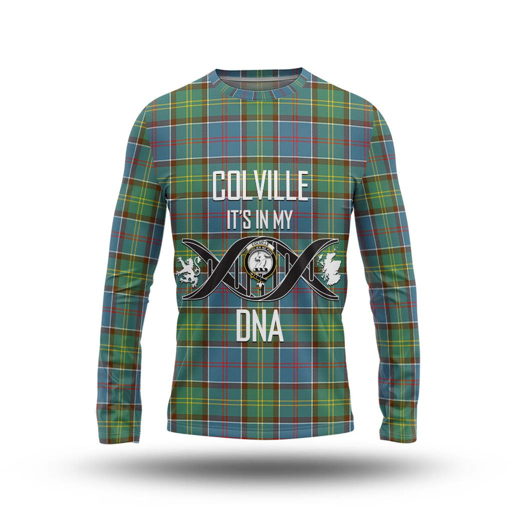Colville Tartan Long Sleeve T-Shirt with Family Crest DNA In Me Style Unisex - Tartanvibesclothing Shop