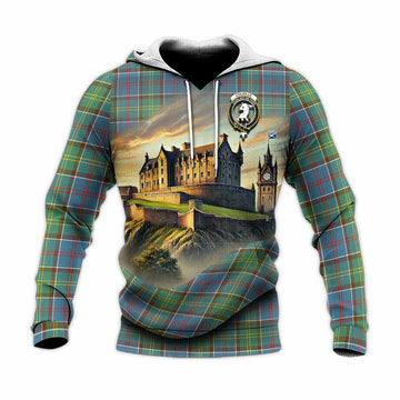 Colville Tartan Family Crest Knitted Hoodie with Scottish Ancient Castle Style
