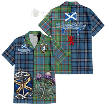 Colville Tartan Hawaiian Shirt Happy St. Andrew's Day Half Tartan Style