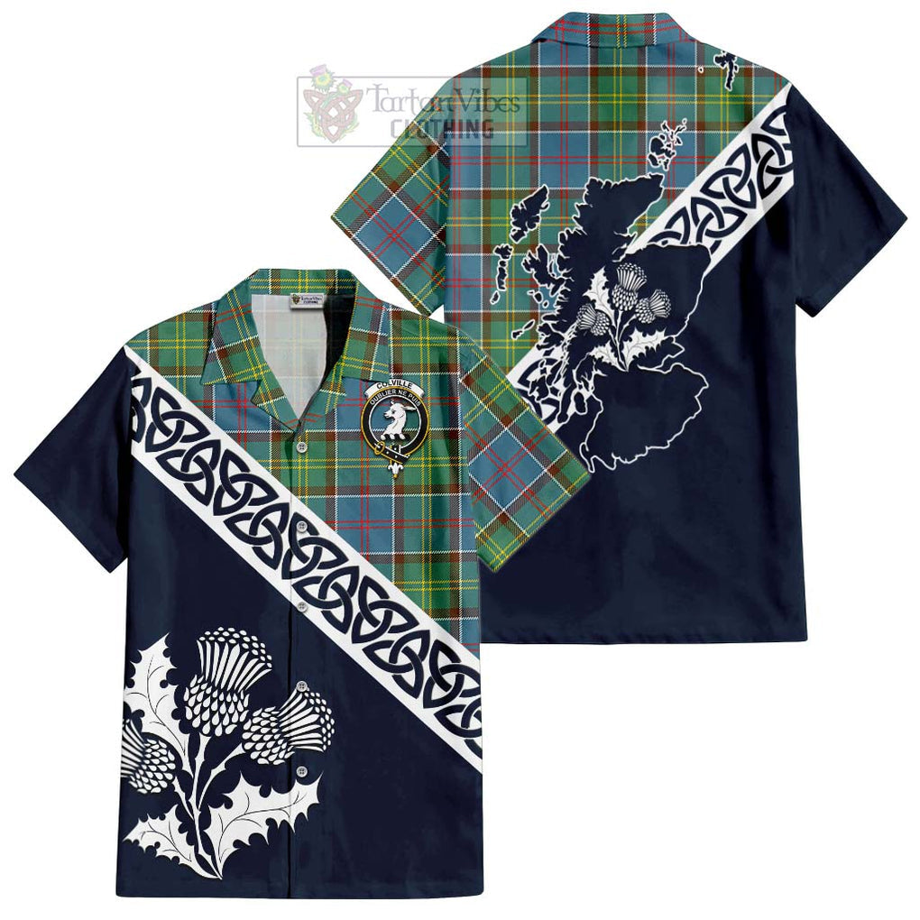 Colville Tartan Hawaiian Shirt Featuring Thistle and Scotland Map Kid - Tartan Vibes Clothing