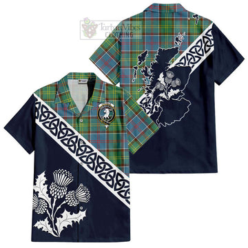 Colville Tartan Hawaiian Shirt Featuring Thistle and Scotland Map