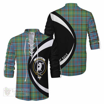 Tartan Vibes Clothing Colville Tartan Ghillie Kilt Shirt with Family Crest Circle Style