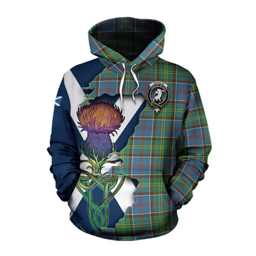Tartan Vibes Clothing Colville Tartan Family Crest Cotton Hoodie Scottish Thistle Celtic Inspired