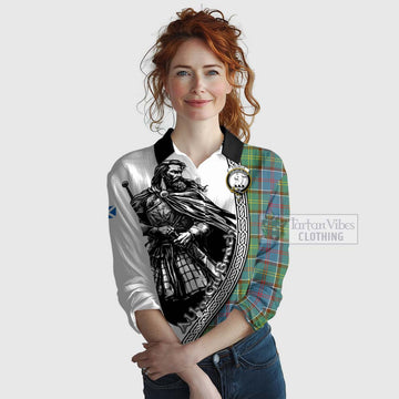 Tartan Vibes Clothing Colville Tartan Clan Crest Women's Casual Shirt with Highlander Warrior Celtic Style