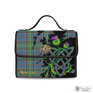 Colville Tartan Waterproof Canvas Bag with Scotland Map and Thistle Celtic Accents