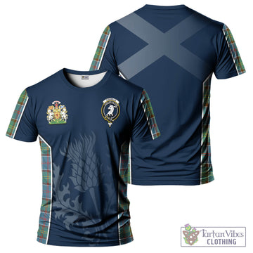 Colville Tartan T-Shirt with Family Crest and Scottish Thistle Vibes Sport Style