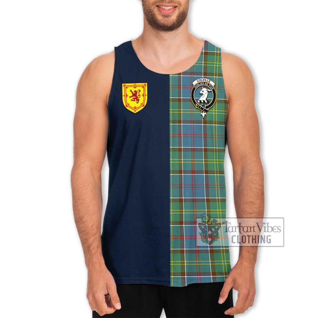 Tartan Vibes Clothing Colville Tartan Men's Tank Top with Scottish Lion Royal Arm Half Style
