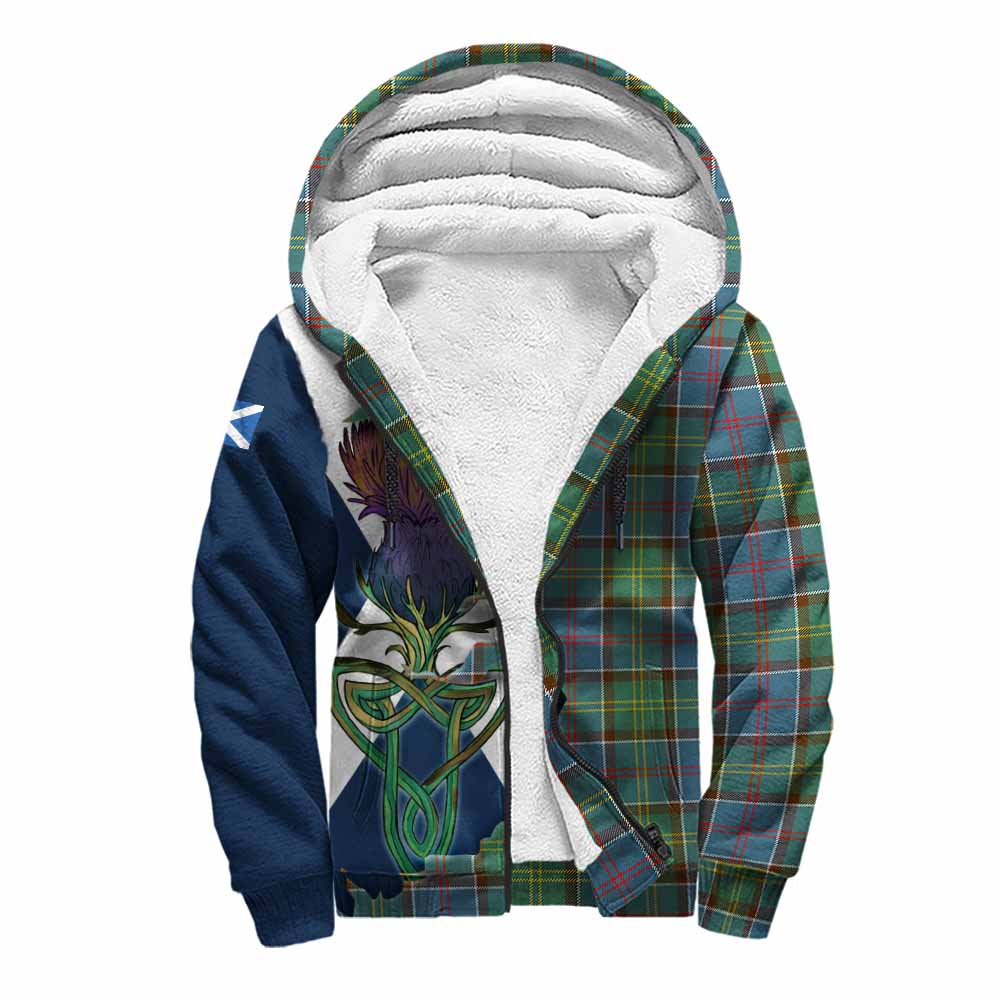 Tartan Vibes Clothing Colville Tartan Family Crest Sherpa Hoodie Scottish Thistle Celtic Inspired