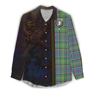 Colville Tartan Family Crest Women's Casual Shirt Alba Gu Brath Be Brave Lion Ancient Style