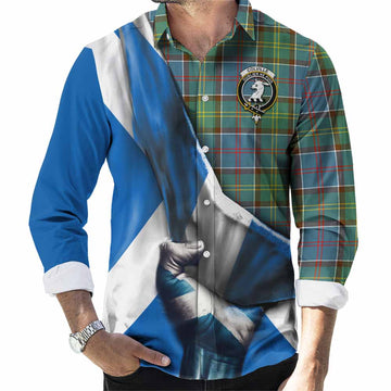 Colville Tartan Long Sleeve Button Shirt with Family Crest Scotland Patriotic Style