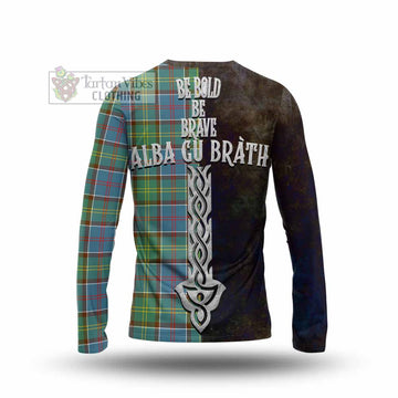 Colville Tartan Family Crest Long Sleeve T-Shirt Alba Gu Brath Be Brave Lion Ancient Style