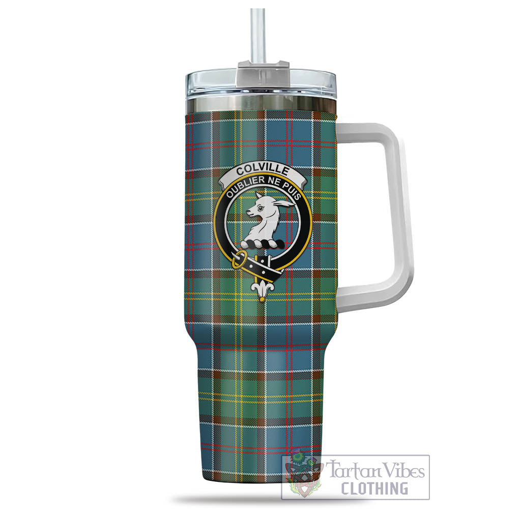 Tartan Vibes Clothing Colville Tartan and Family Crest Tumbler with Handle