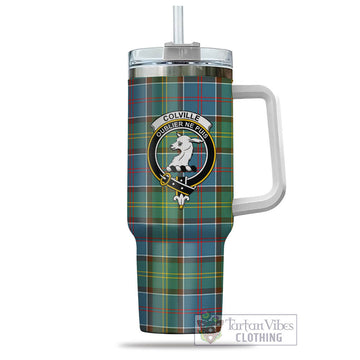 Colville Tartan and Family Crest Tumbler with Handle