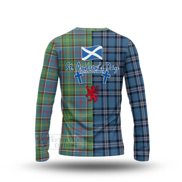 Tartan Vibes Clothing Colville Tartan Long Sleeve T-Shirt Happy St. Andrew's Day Half Tartan Style